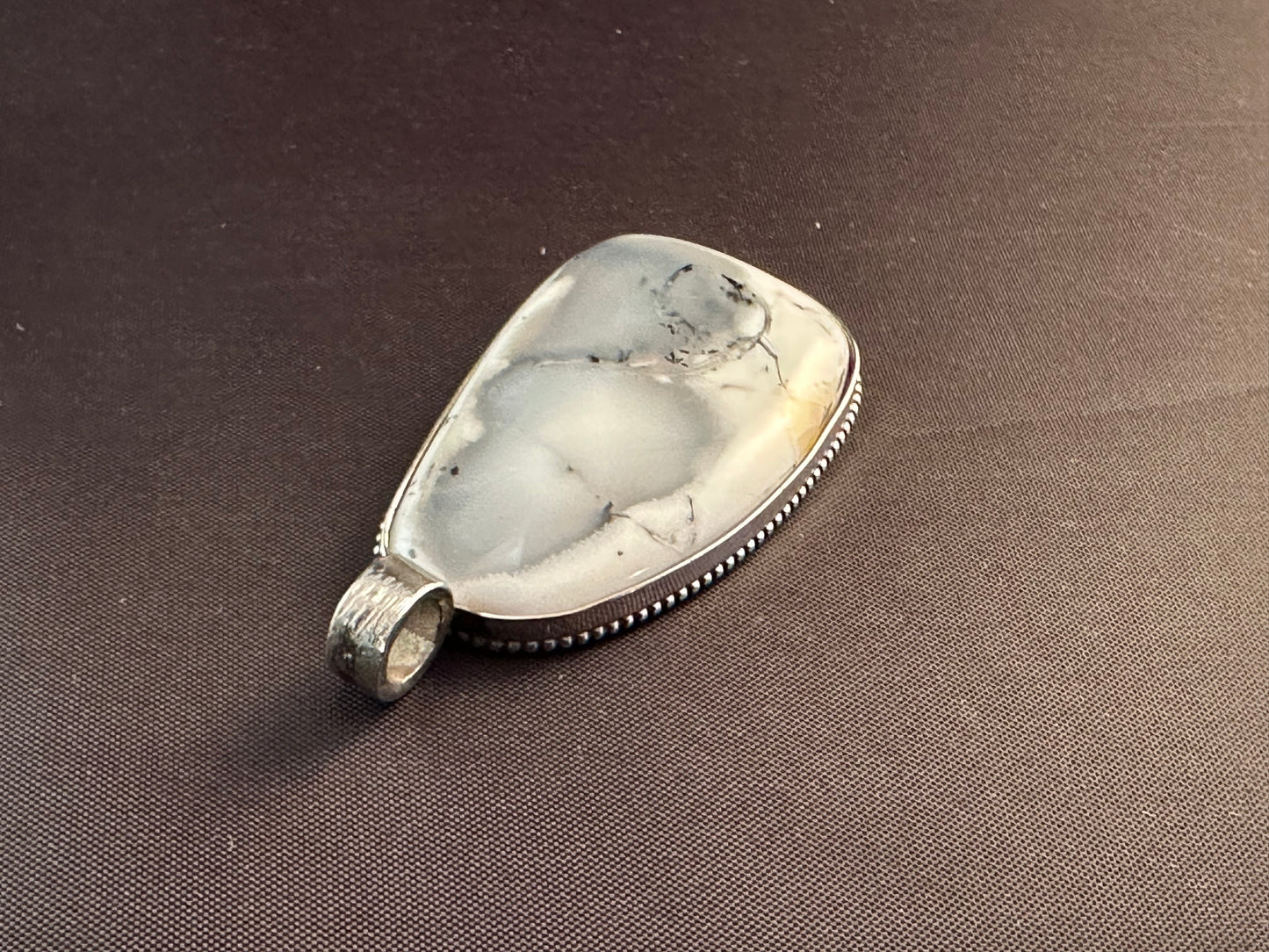 Dendritic Agate & Serling Silver Pendant