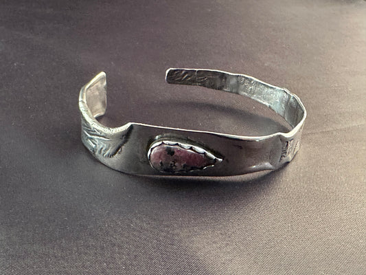 Sterling Silver and Rhodonite Cuff