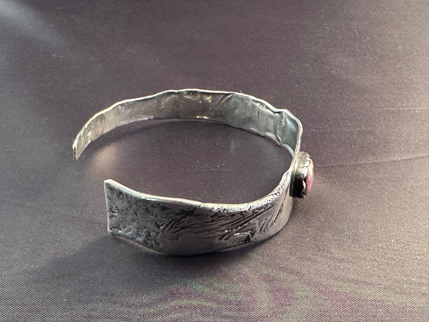 Sterling Silver and Rhodonite Cuff